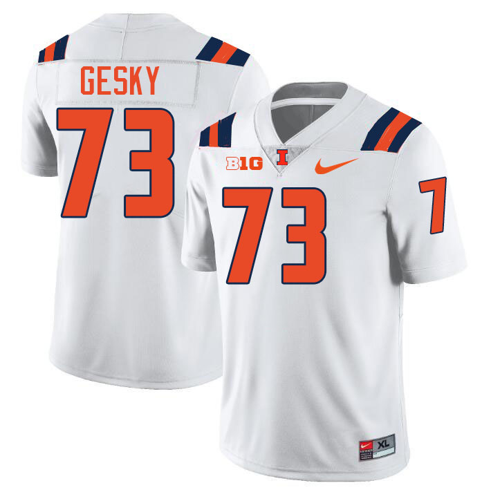 Men #73 Josh Gesky Illinois Fighting Illini College Football Jerseys Stitched-White